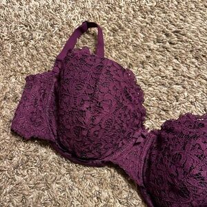 Victorias Secret lined Demi bra 34DDD deep maroon
